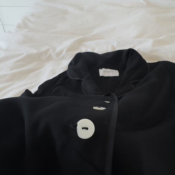 Sleeper Black Party Pajama Top Women’s Size M Button-Up Lounge Shirt Sleepwear - Picture 4 of 10